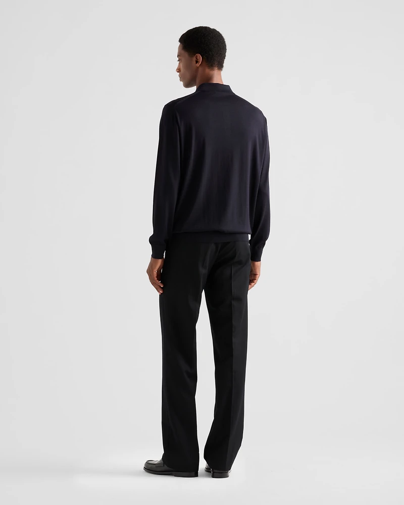 Worsted wool polo shirt