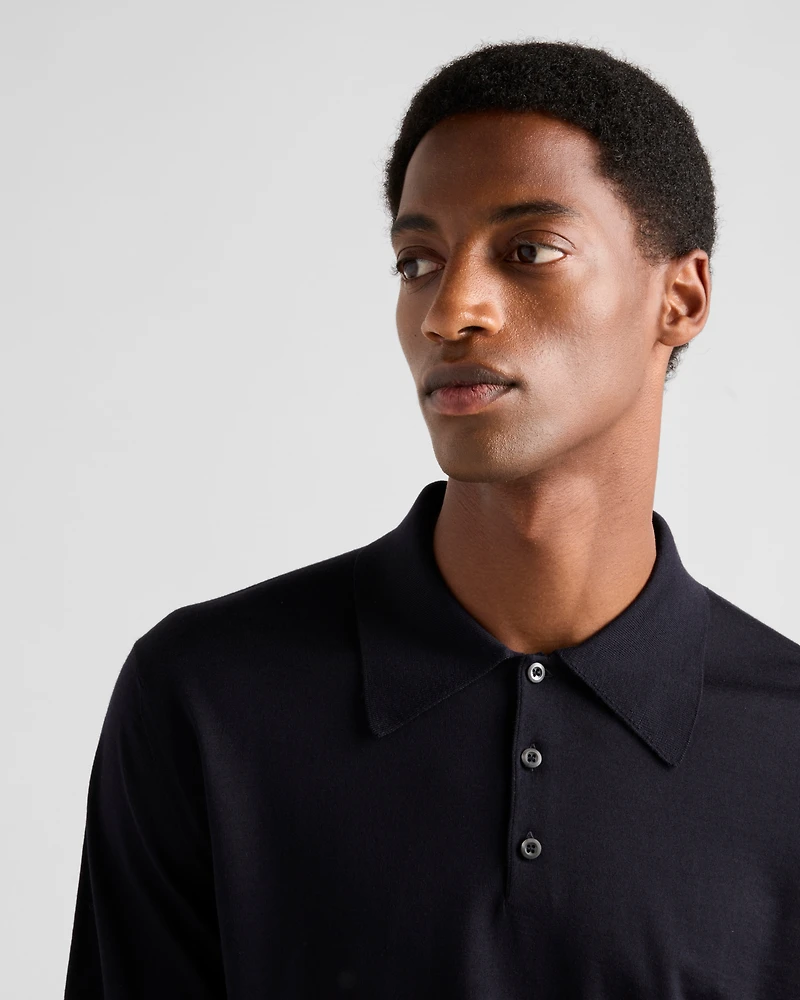 Worsted wool polo shirt