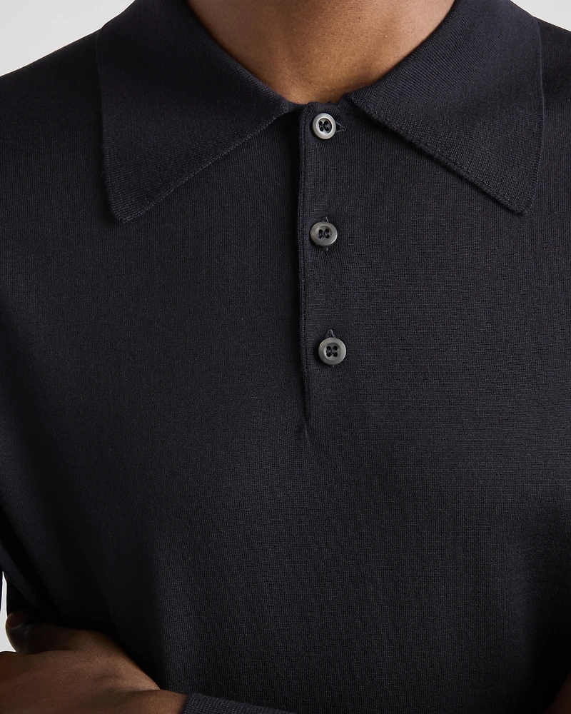 Worsted wool polo shirt