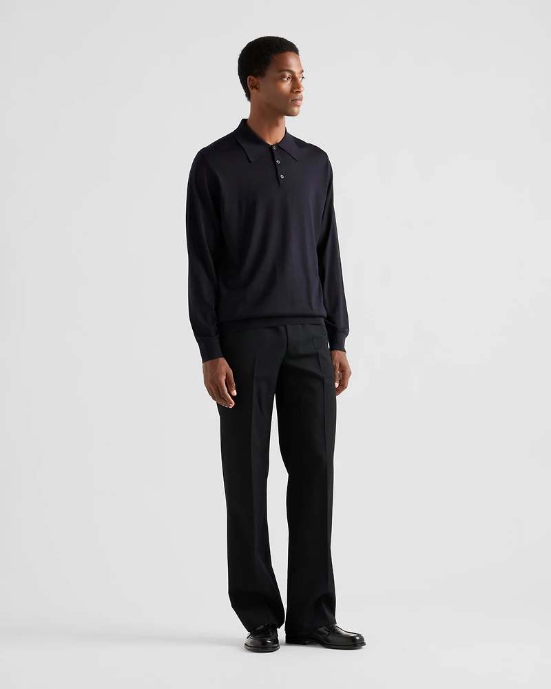 Worsted wool polo shirt