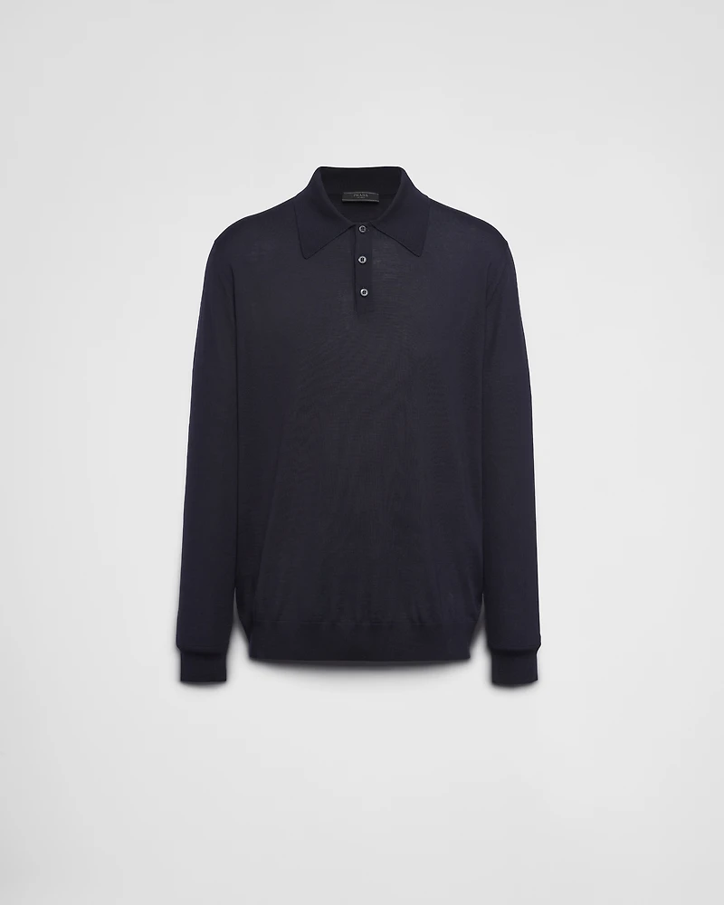Worsted wool polo shirt