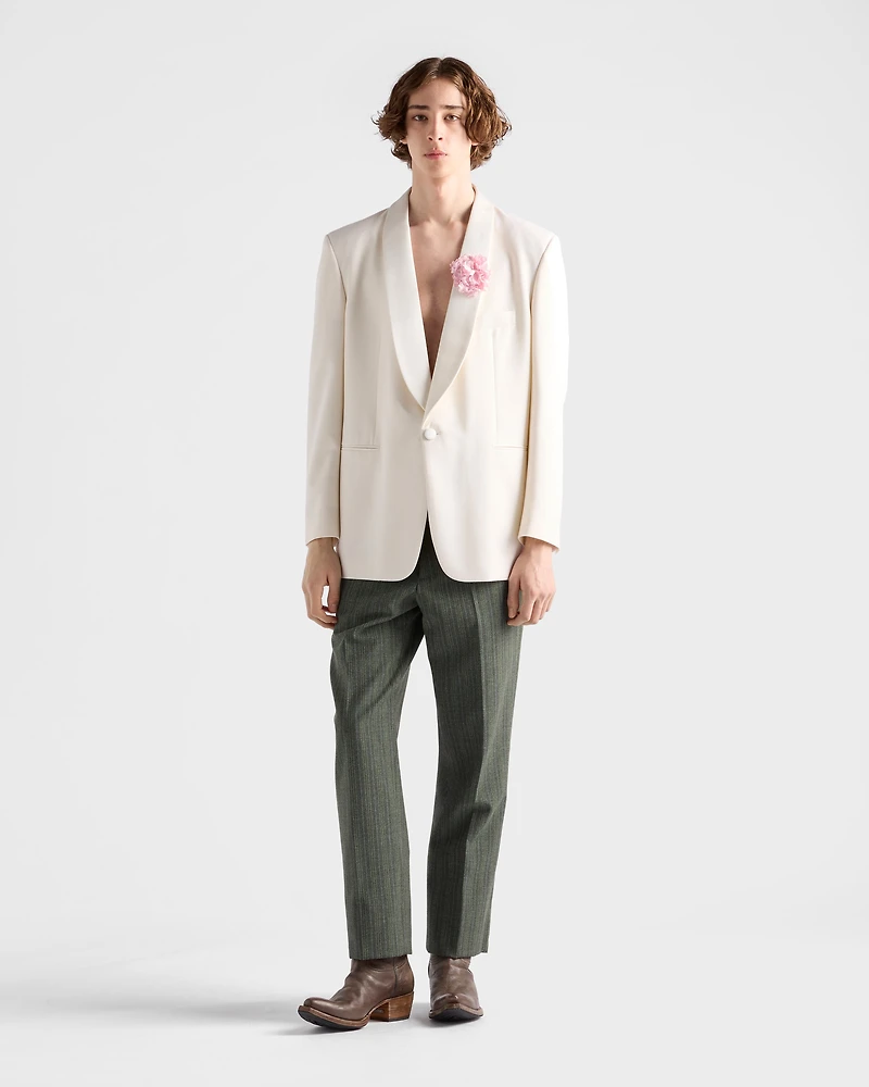 Pinstriped wool blend pants