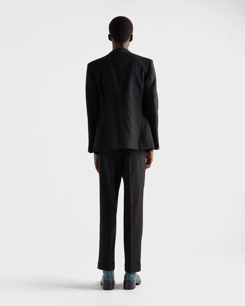 Wool blend pinstriped pants