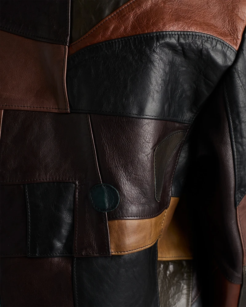 Patchwork leather jacket