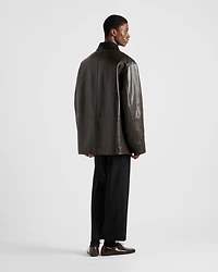 Leather and shearling caban jacket