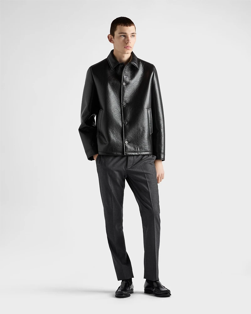 Nappa leather caban jacket