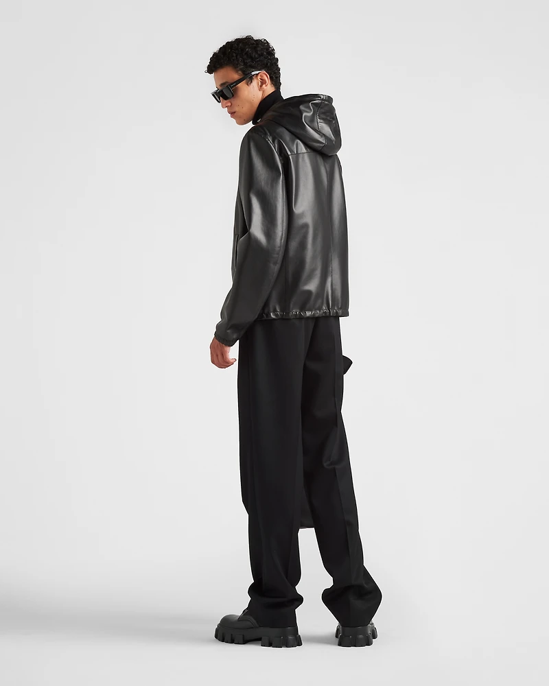 Reversible nappa and Re-Nylon blouson jacket