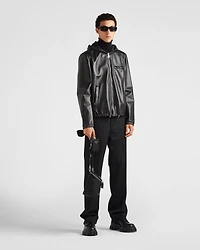 Reversible nappa and Re-Nylon blouson jacket