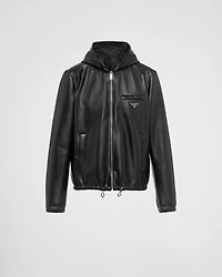 Reversible nappa and Re-Nylon blouson jacket
