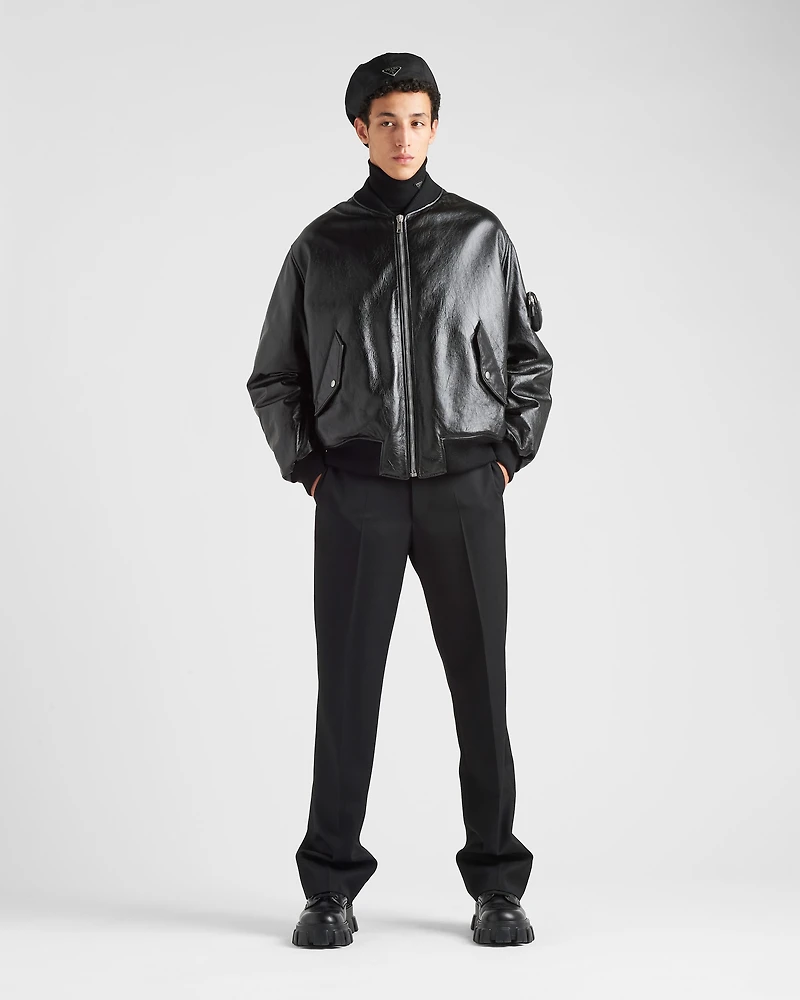 Nappa leather bomber jacket