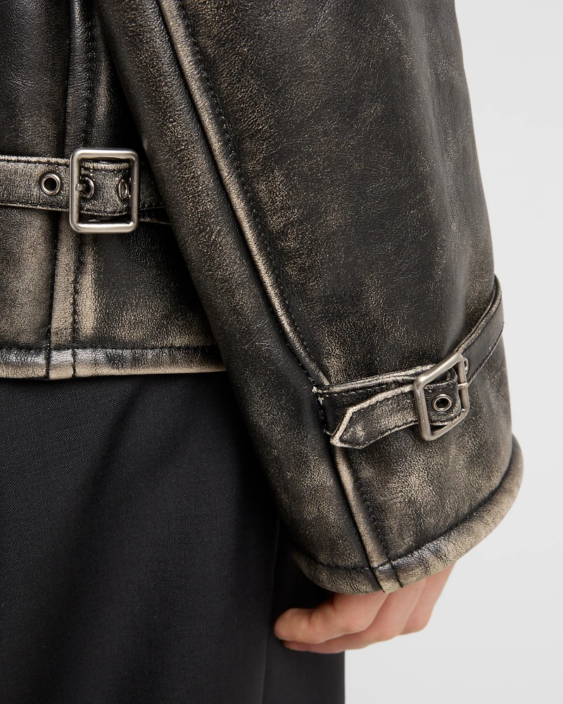 Nappa leather and shearling jacket