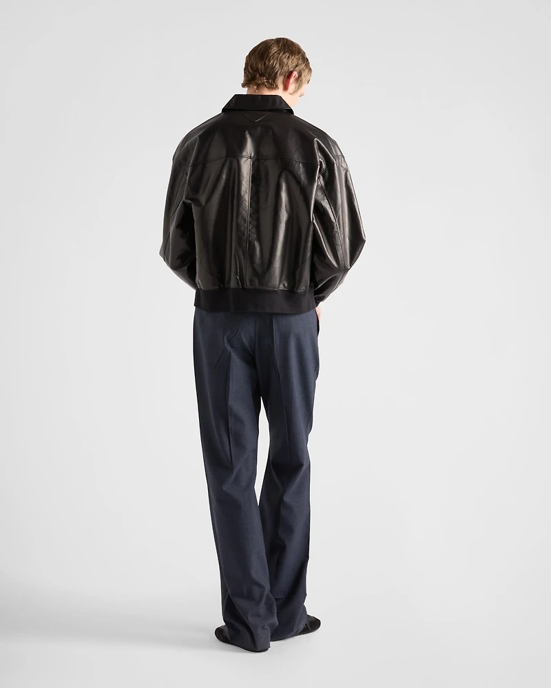 Leather bomber jacket