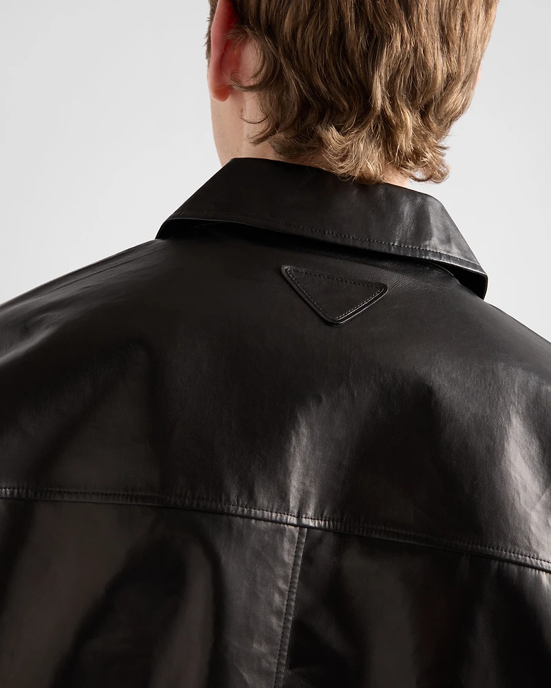 Leather bomber jacket