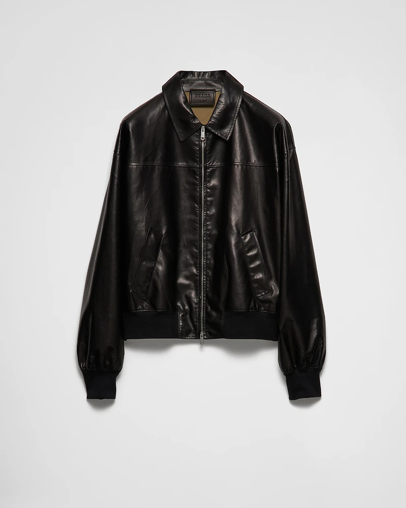 Leather bomber jacket