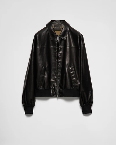 Leather bomber jacket