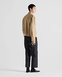 Suede and cotton bomber jacket