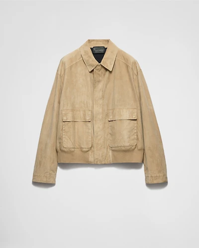 Suede and cotton bomber jacket