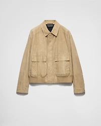 Suede and cotton bomber jacket