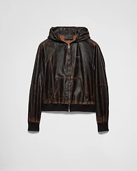Nappa leather hoodie jacket