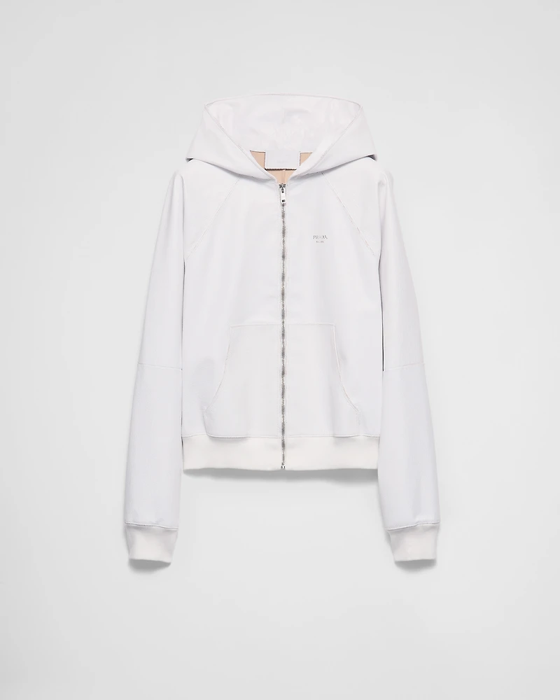 Leather zipper hoodie