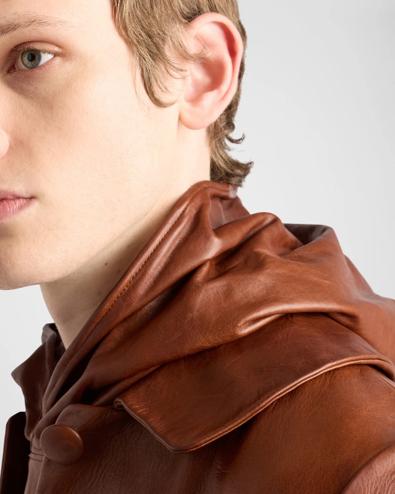 Leather hoodie