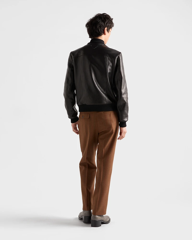 Leather bomber jacket