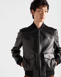 Leather bomber jacket