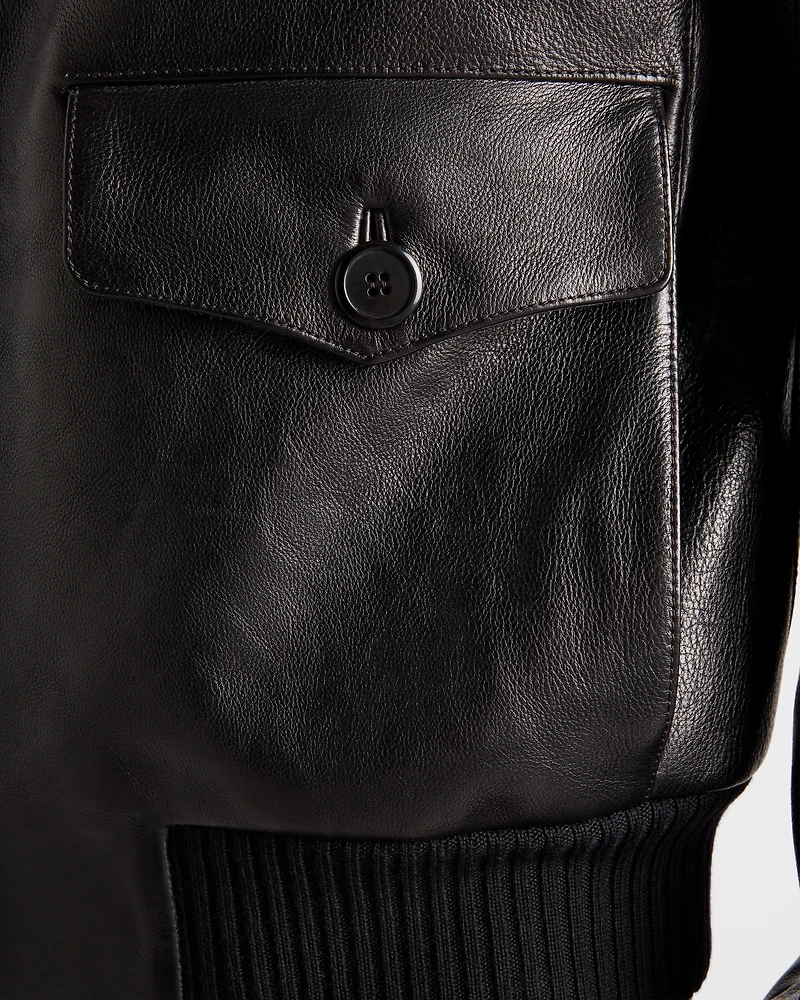 Leather bomber jacket