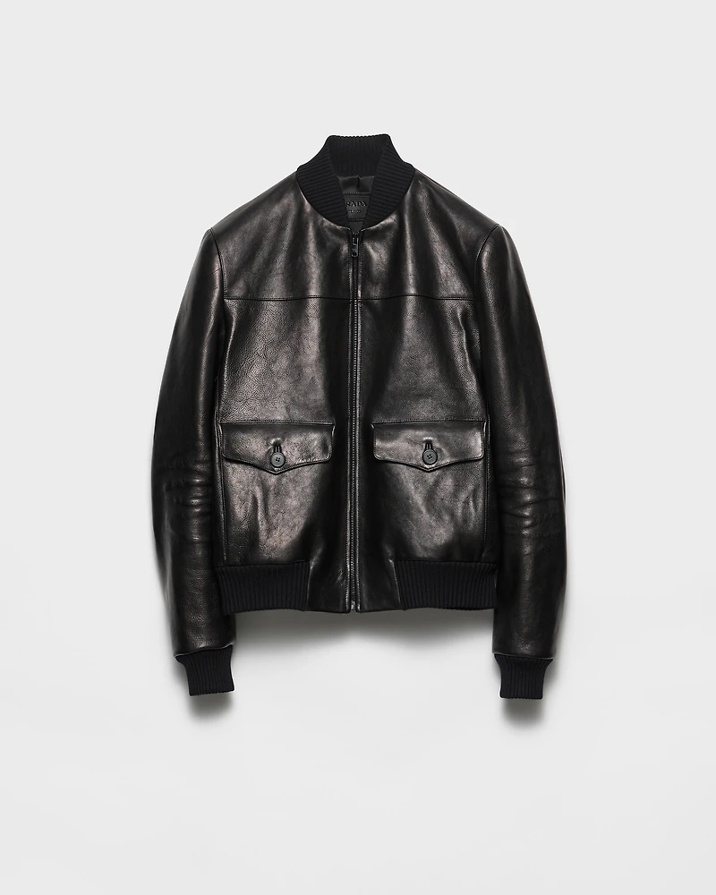 Leather bomber jacket