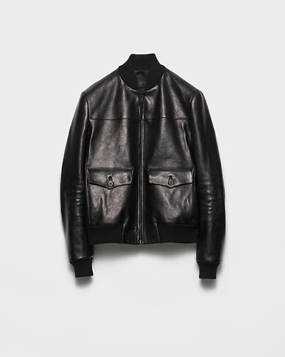 Leather bomber jacket