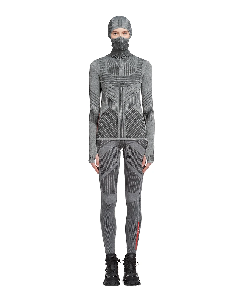 Tech Rec Re-Nylon piqué top with ski mask