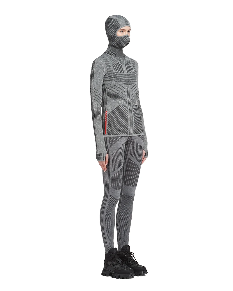 Tech Rec Re-Nylon piqué top with ski mask