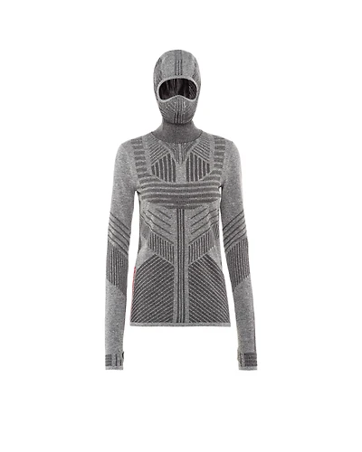 Tech Rec Re-Nylon piqué top with ski mask