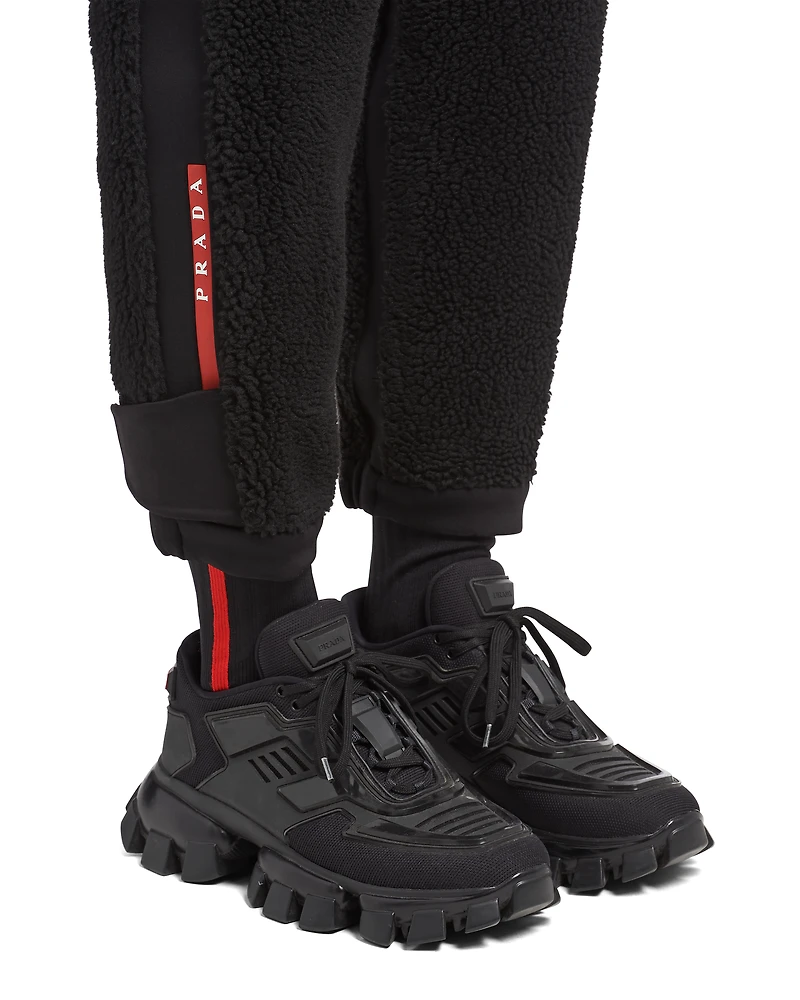 Fleece and recycled technical fabric joggers
