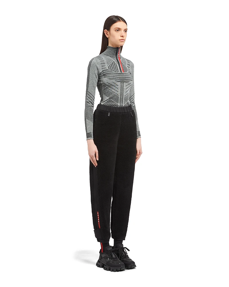 Fleece and recycled technical fabric joggers