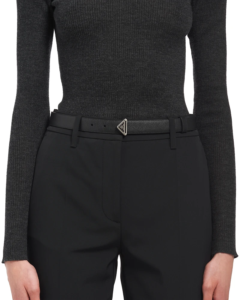 Saffiano leather belt