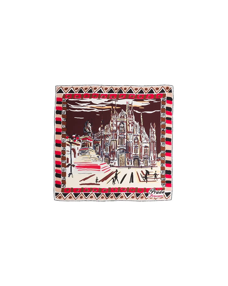 Pittoresque Milan print silk foulard 90x90