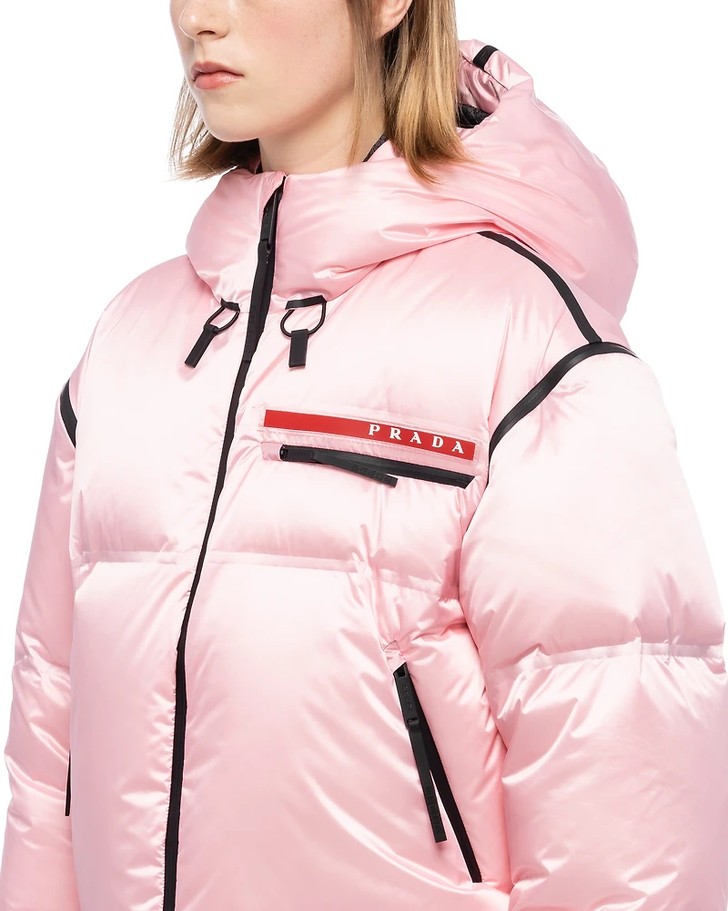 Cropped technical Re-Nylon down jacket