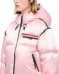 Cropped technical Re-Nylon down jacket