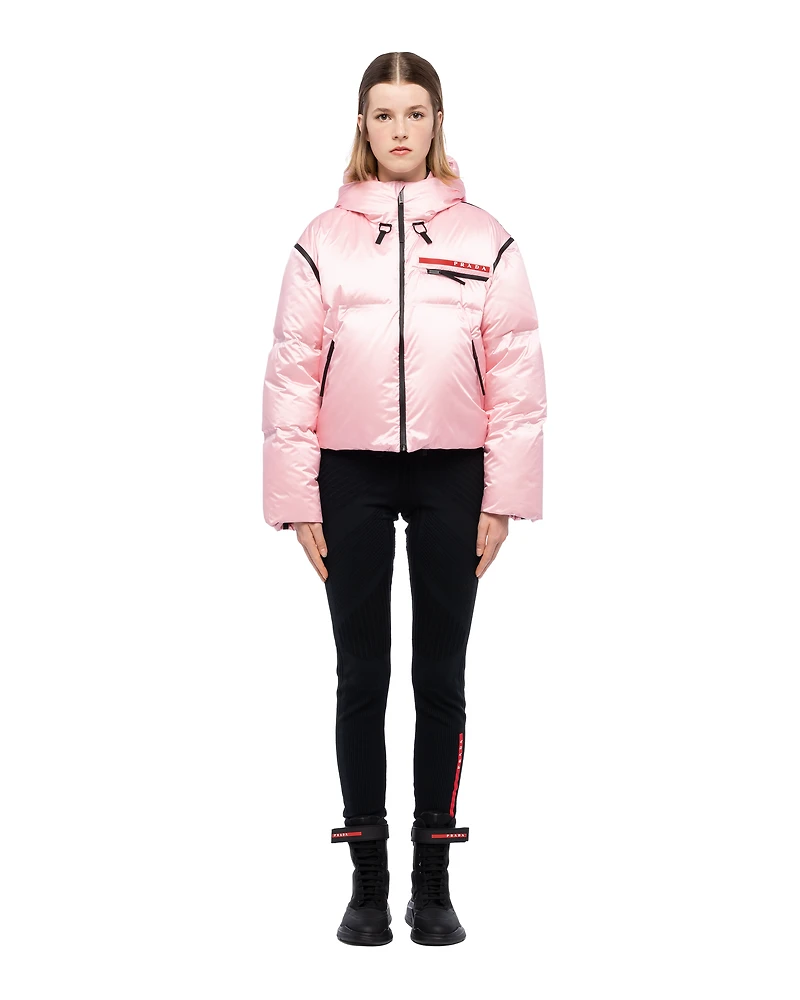 Cropped technical Re-Nylon down jacket