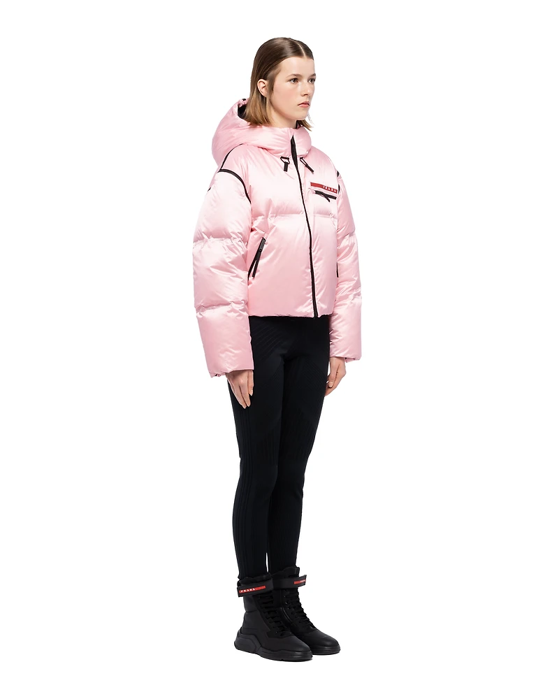 Cropped technical Re-Nylon down jacket