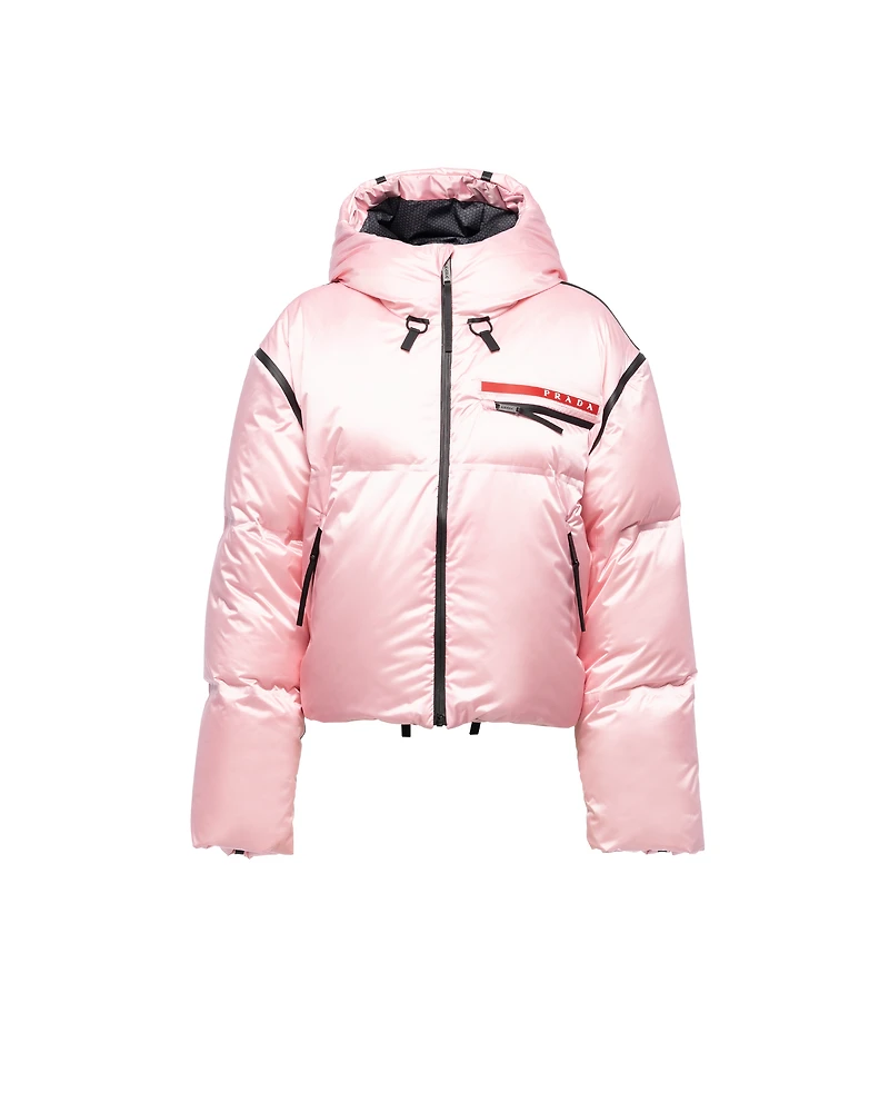 Cropped technical Re-Nylon down jacket