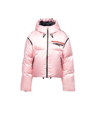 Cropped technical Re-Nylon down jacket