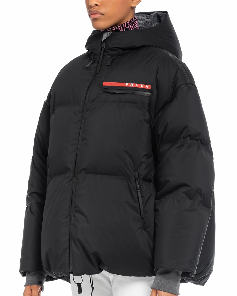 Light Re-Nylon hooded down jacket
