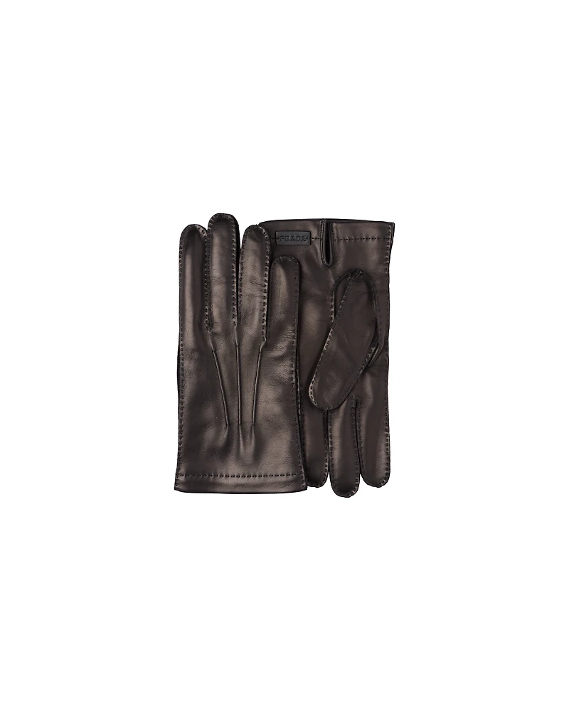 Leather and cashmere gloves