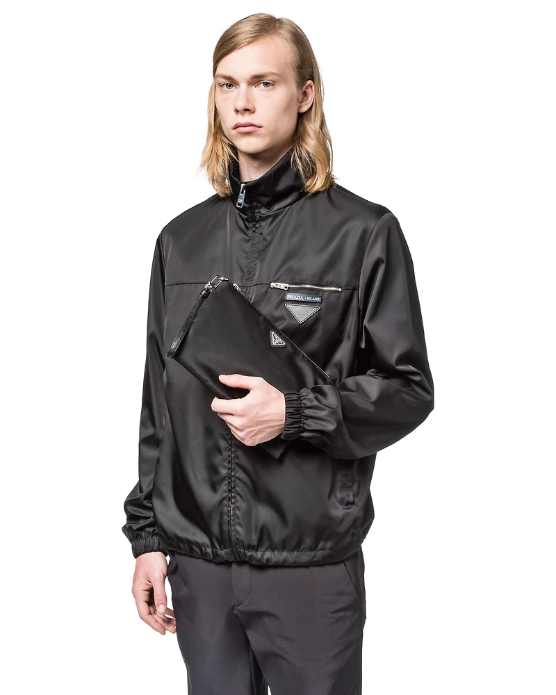 Re-Nylon and Saffiano leather pouch