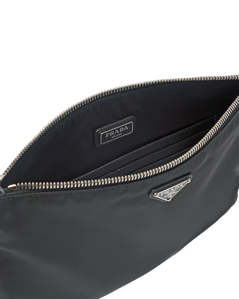 Re-Nylon and Saffiano leather pouch