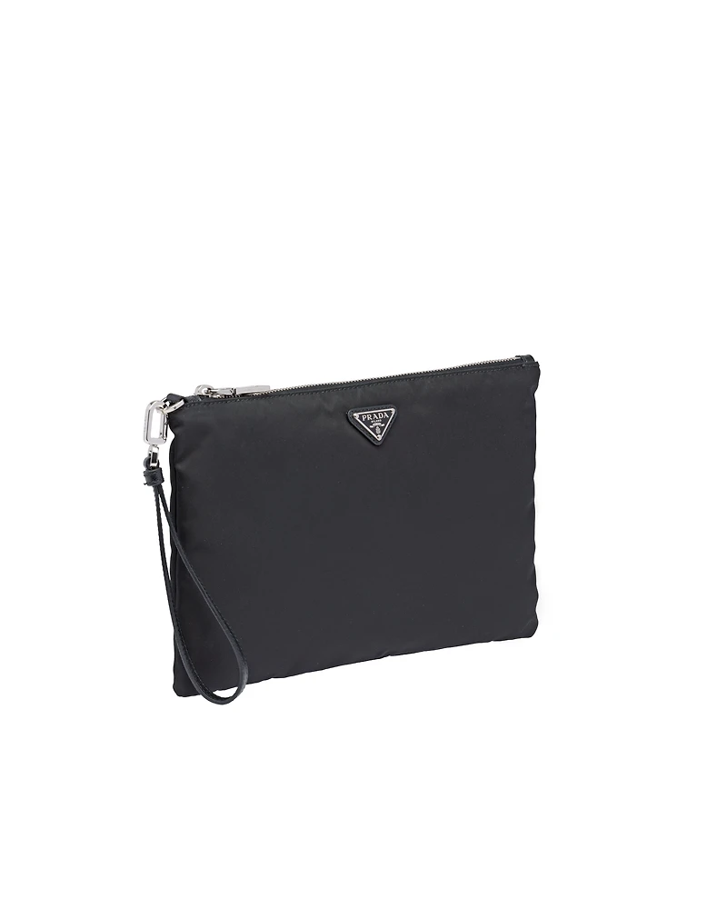 Re-Nylon and Saffiano leather pouch
