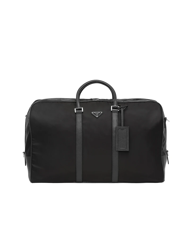 Re-Nylon and Saffiano leather duffle bag
