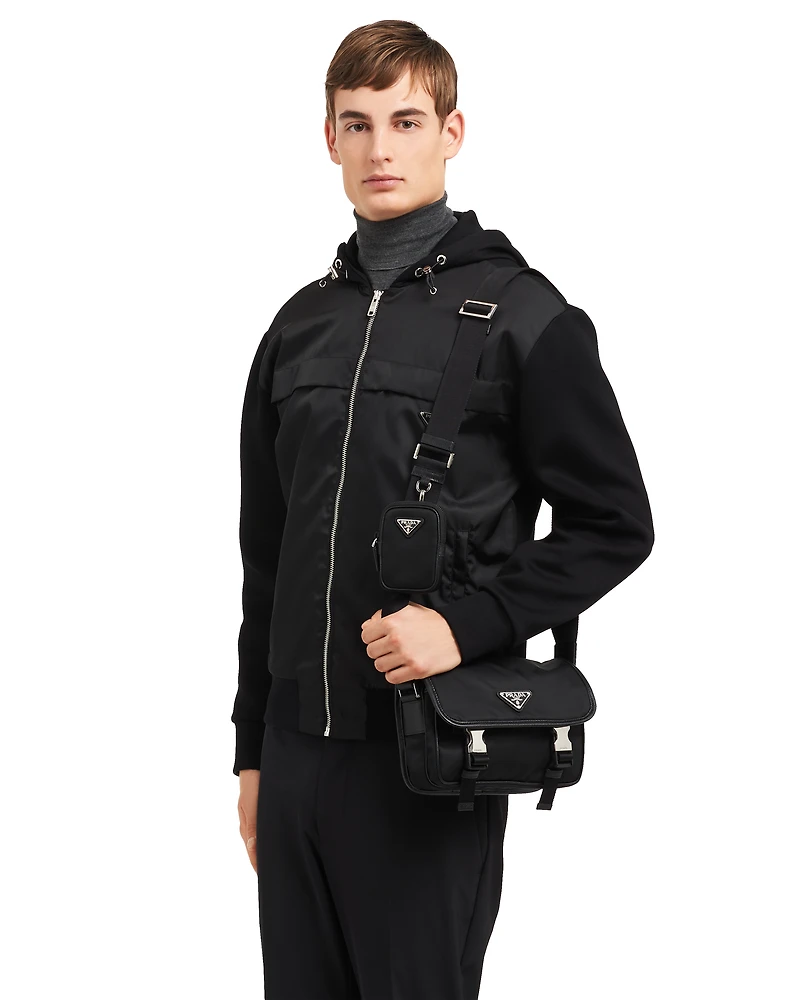 Re-Nylon and Saffiano leather shoulder bag